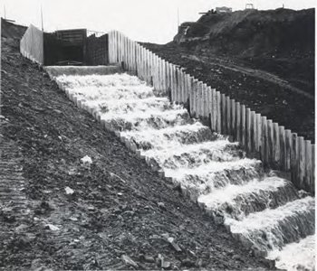 Man made waterfalls to divert the Twizell